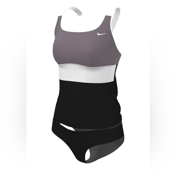 NWT NIKE TANKINI swimsuit. Black and grey white - Picture 2 of 3